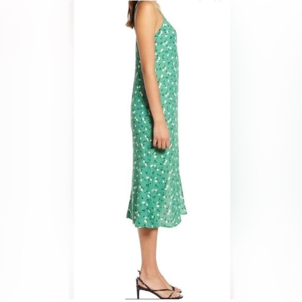 Reformation Pico Green Floral Print crimini 
Thigh High Slit Slip-Dress - Picture 3 of 6